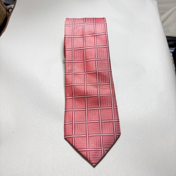 Westbury London Men’s 100% Silk Tie Red White Striped Imported Luxury Necktie - Picture 1 of 2
